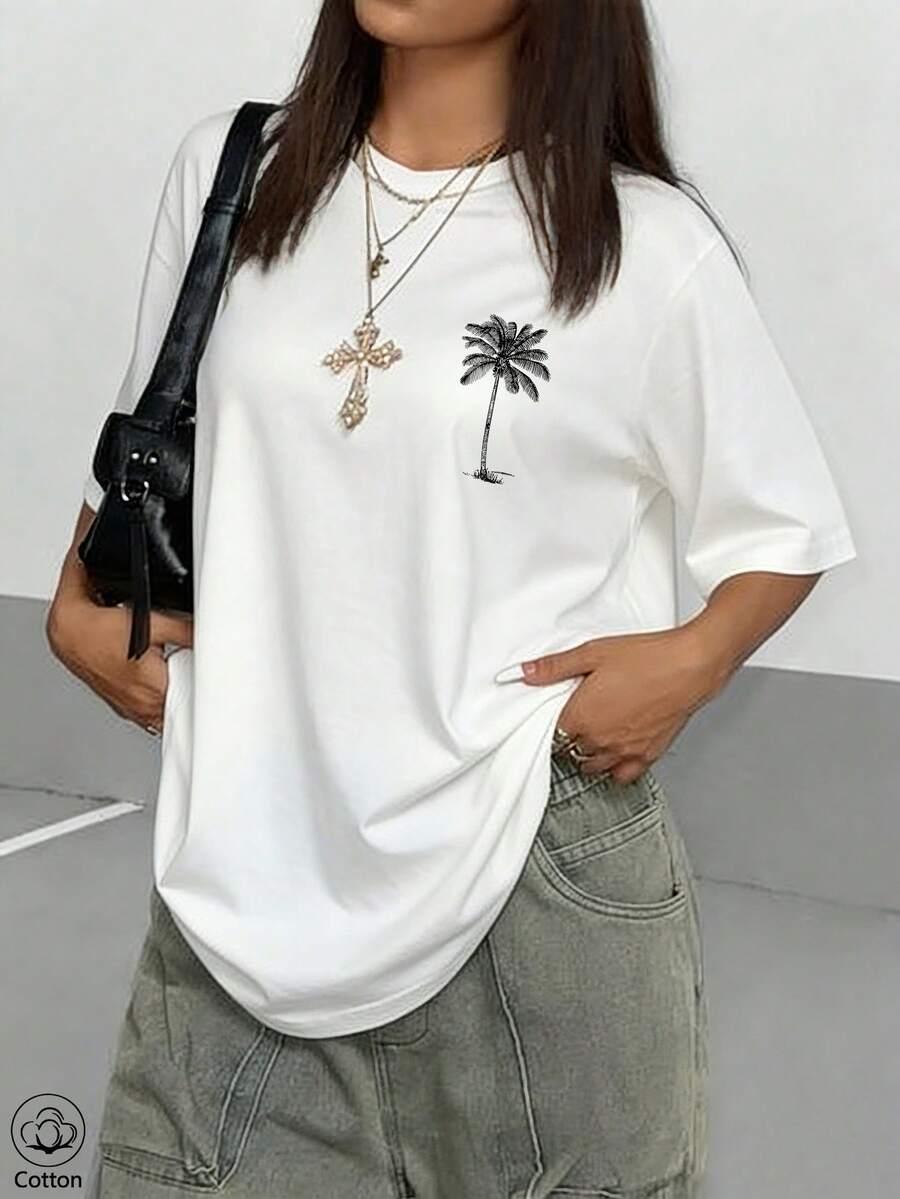biały t-shirt print