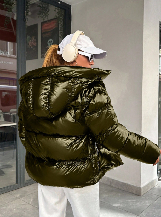 SZARA PIKOWANA KURTKA ZIP