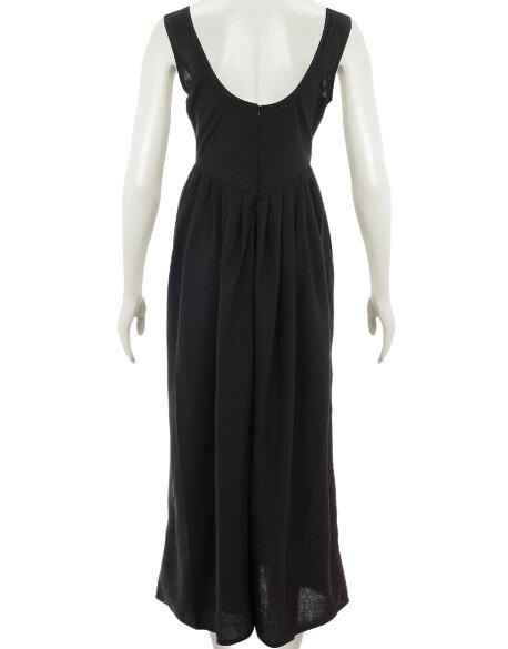 CZARNA MAXI SUKIENKA V-NECK