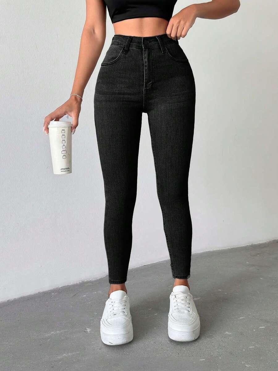 CZARNE SPODNIE JEANS RURKI 