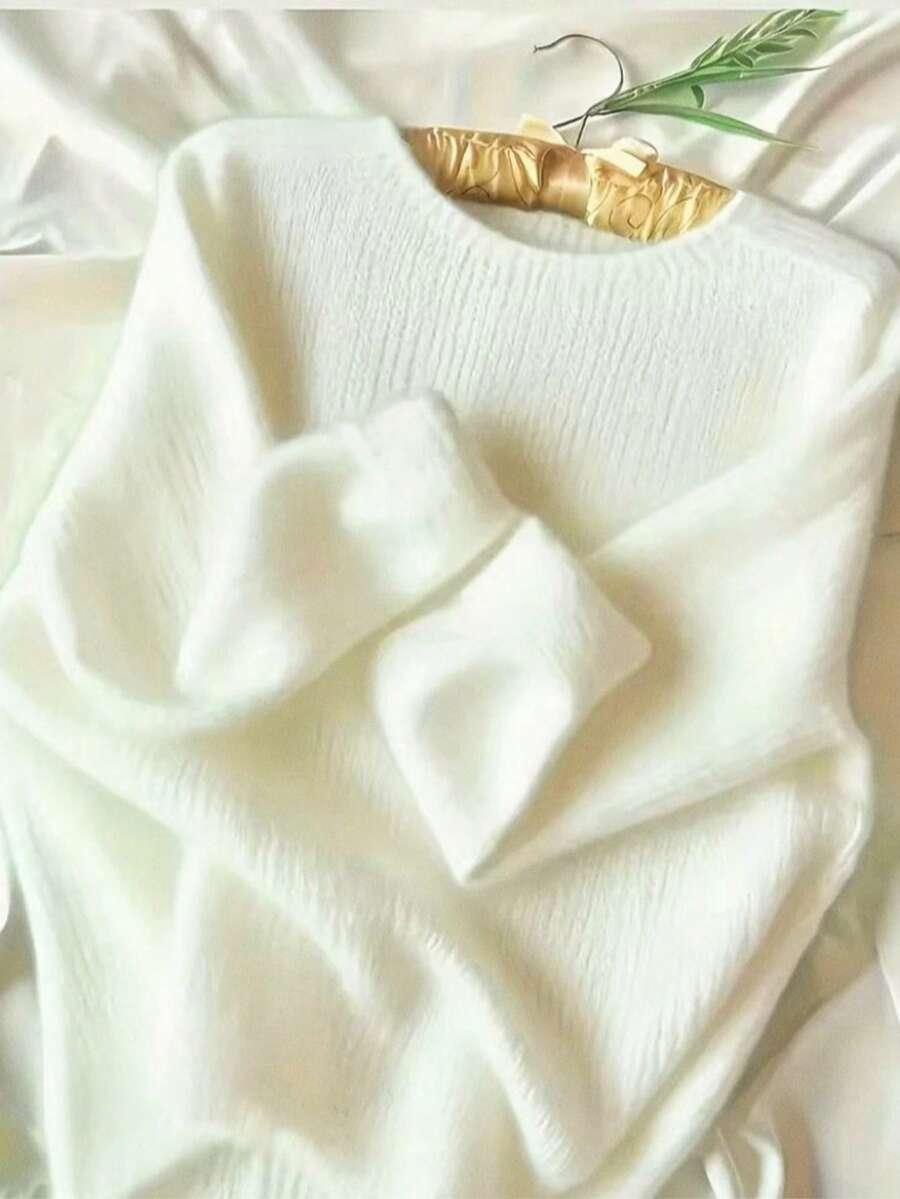 BIAŁY SWETER DŁUGI RĘKAW