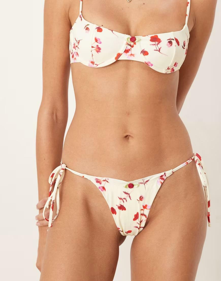 dół od bikini print kwiaty