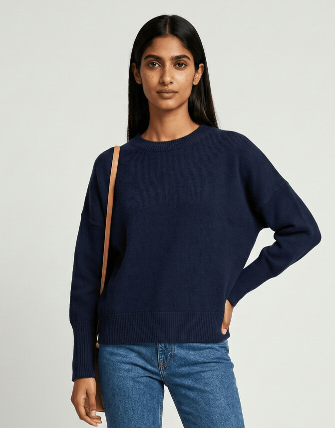 granatowy sweter oversize