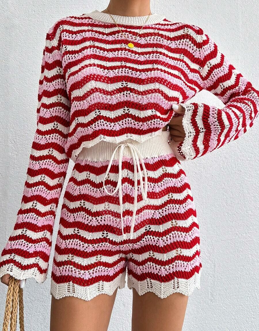 DZIANINOWY KOMPLET SWETER SPODENKI