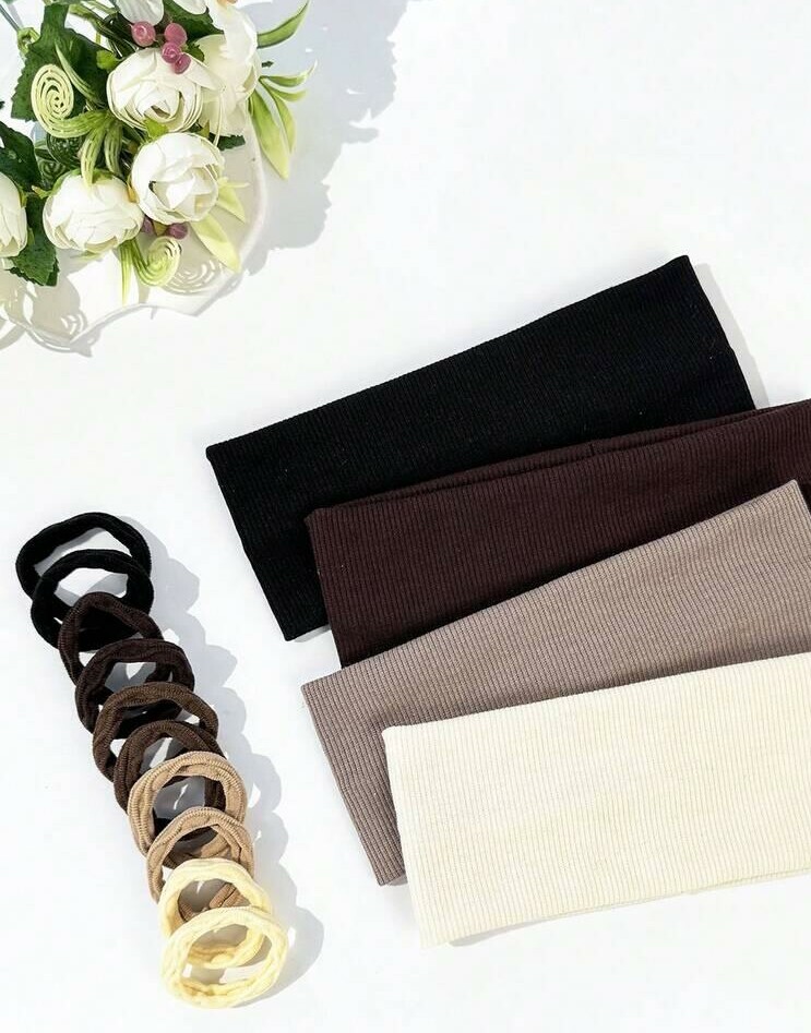 czarna opaska na głowę gumka do włosów 10-pack