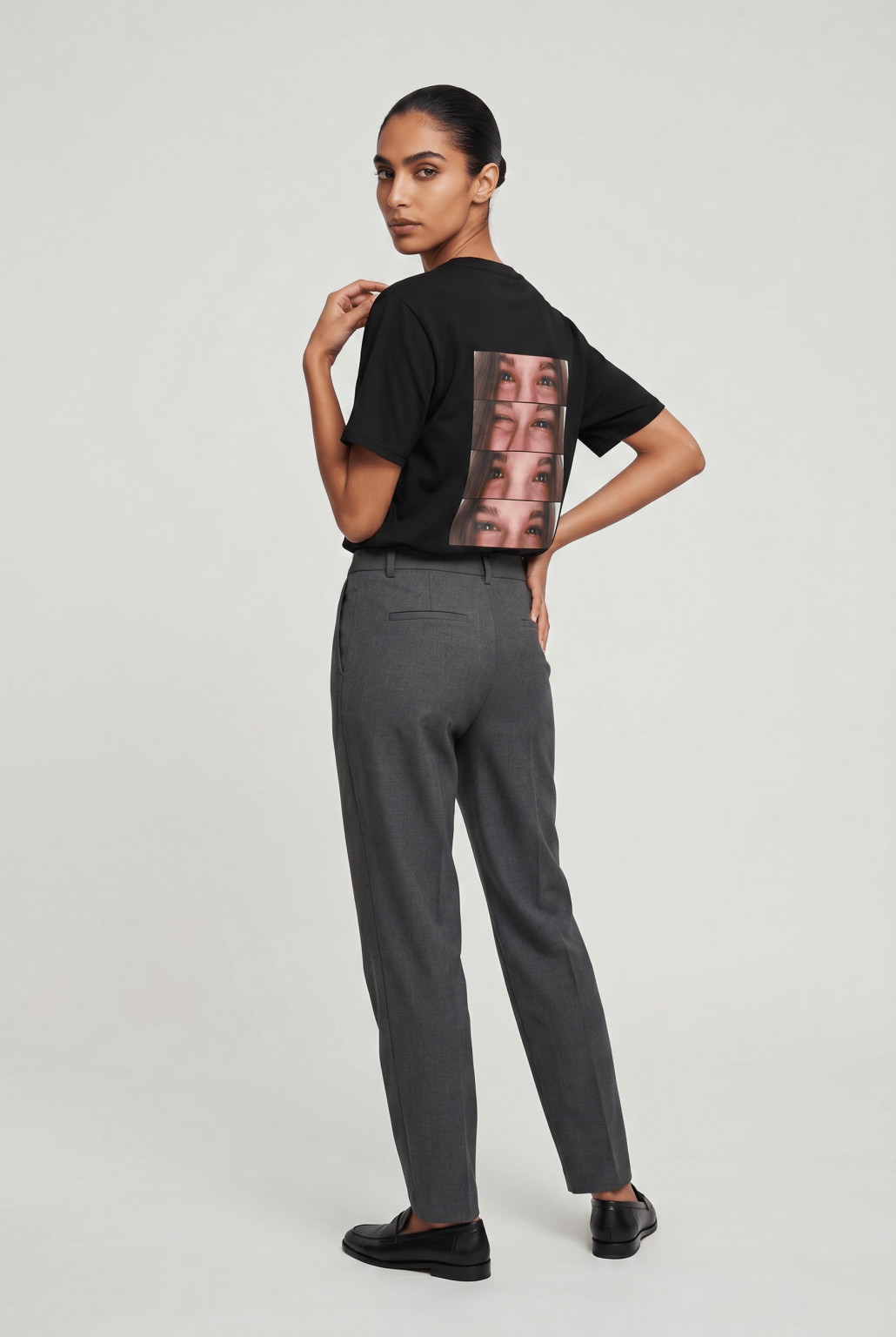 czarny t-shirt nadruk