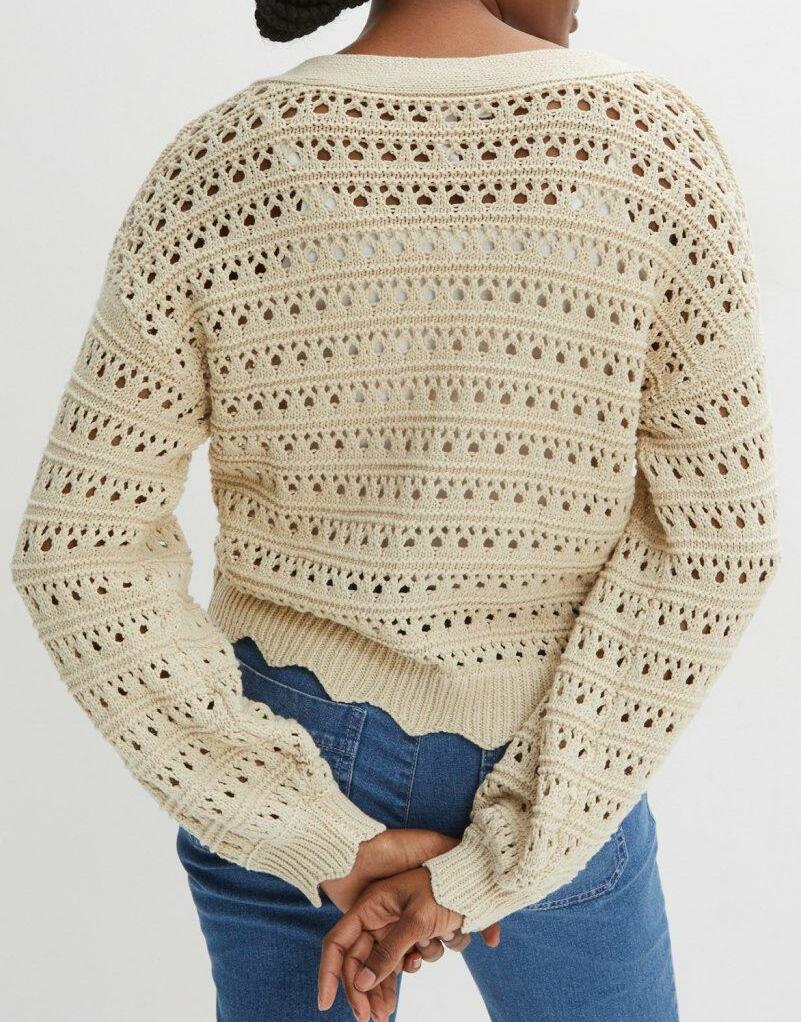 SWETER ROZPINANY AŻUROWY 