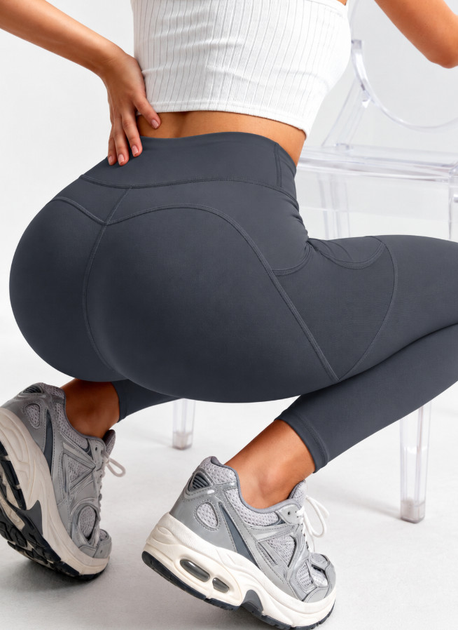 sportowe szare legginsy kieszonki