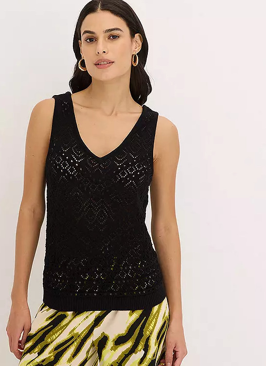 CZARNY DZIANINOWY TOP