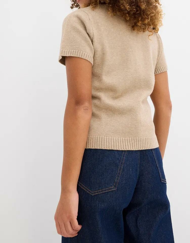 SWETER DAMSKI WISKOZA OKRĄGŁY DEKOLT KARDIGAN KRÓTKI RĘKAW