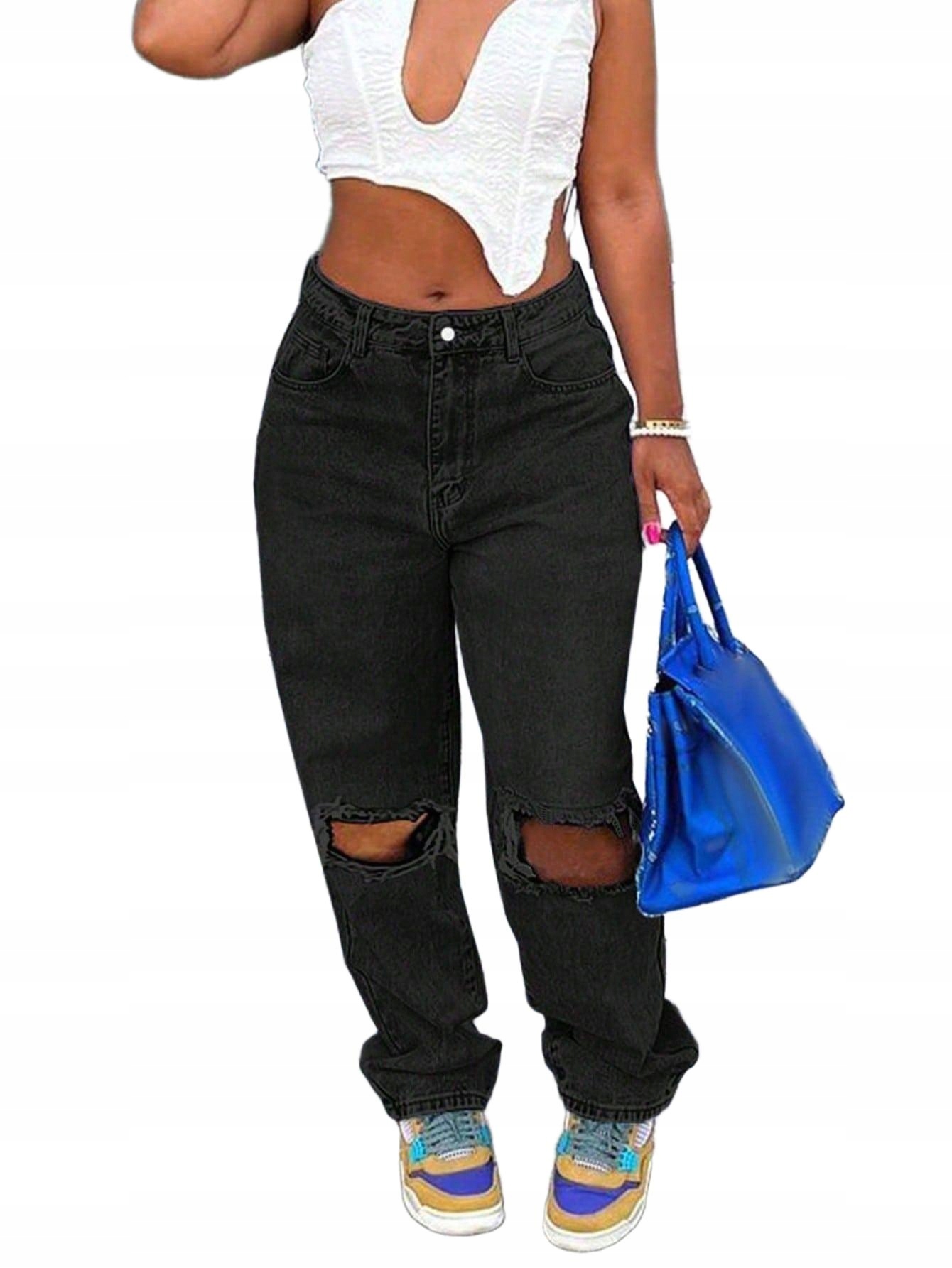 CZARNE SPODNIE JEANS 