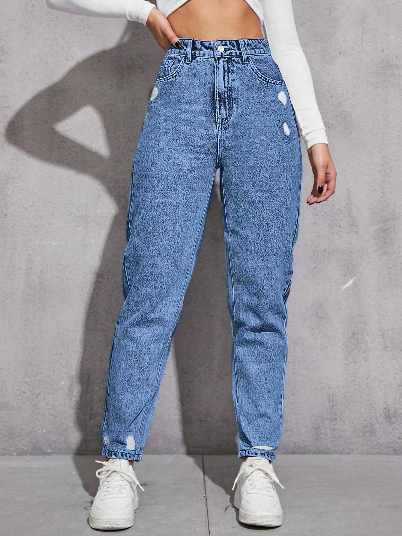NIEBIESKIE SPODNIE JEANS PRZETARCIA 