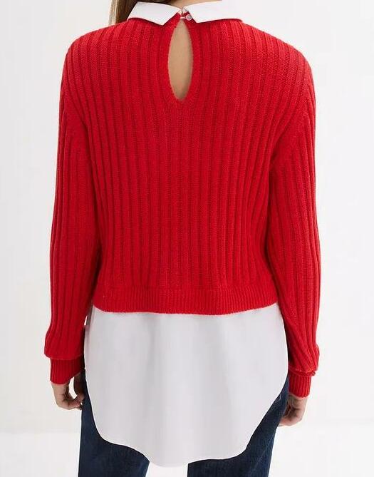 SWETER Z KOSZULOWĄ WSTAWKĄ