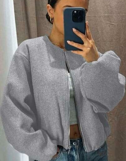 szara kurtka bomber oversize