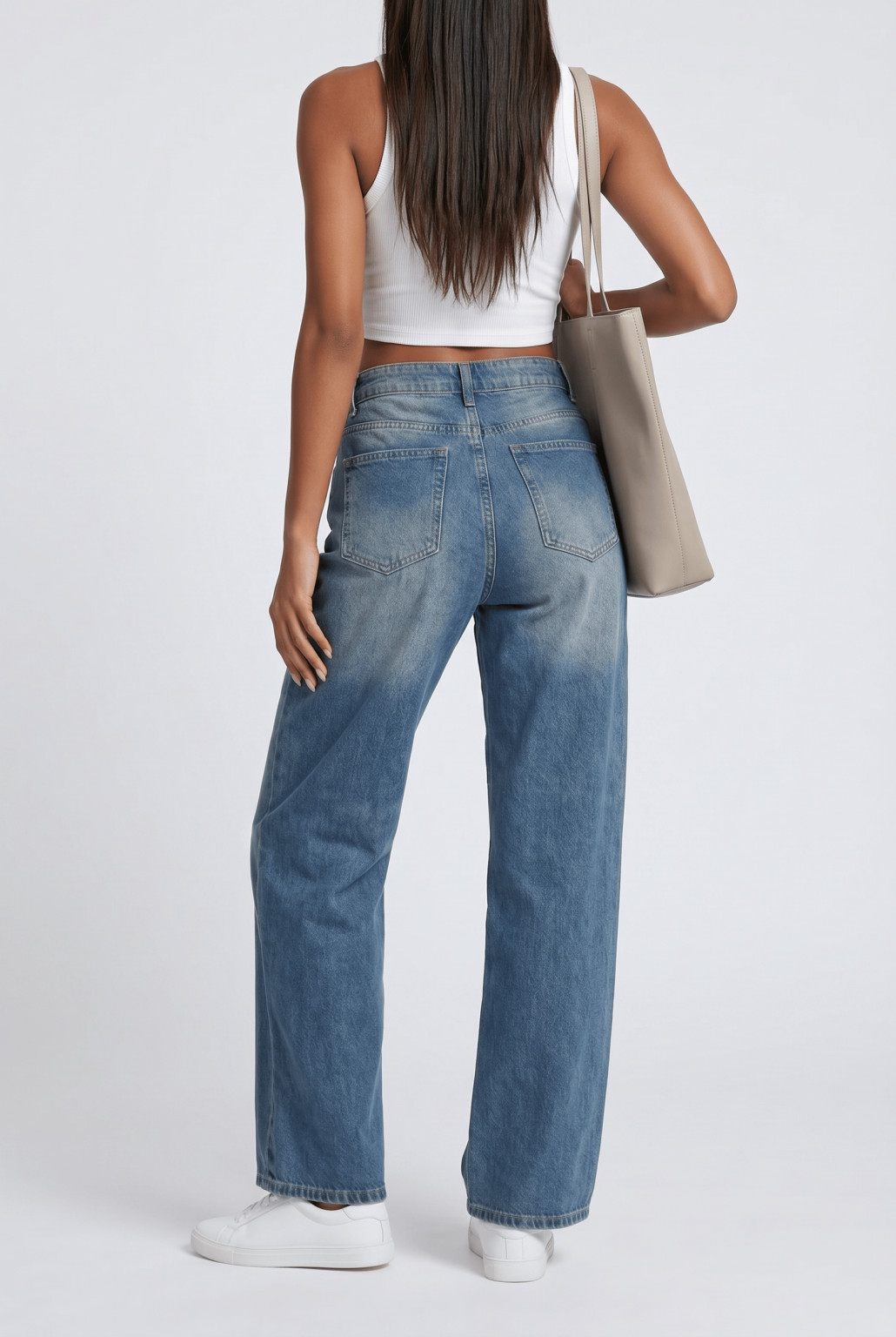 SPODNIE JEANS WYSOKI STAN PROSTA NOGAWKA