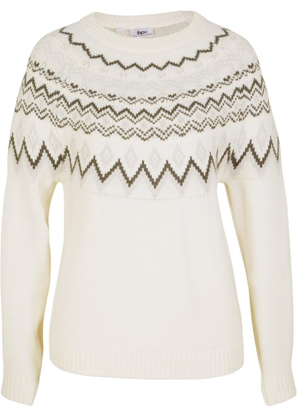 SWETER Z DEKOLTEM W NORWESKI WZÓR
