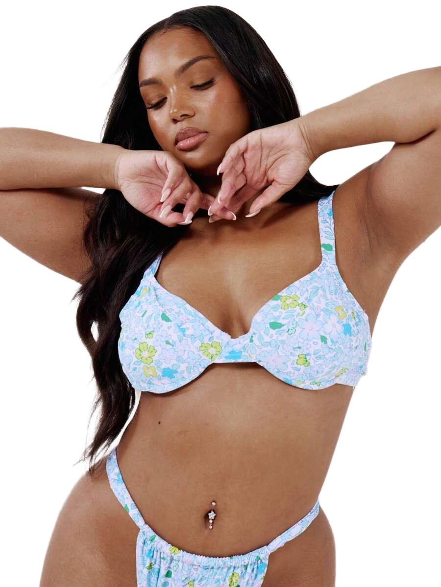 GÓRA OD BIKINI W ROŚLINNY WZÓR 