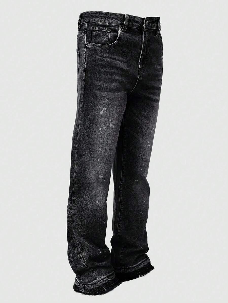 CZARNE SPODNIE JEANS PRINT