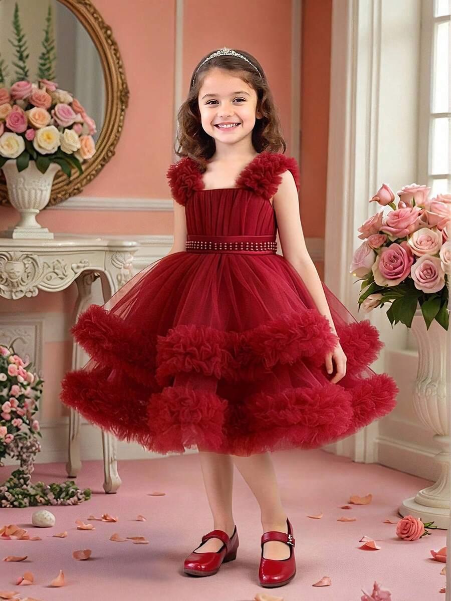 czerwona sukienka tiul
