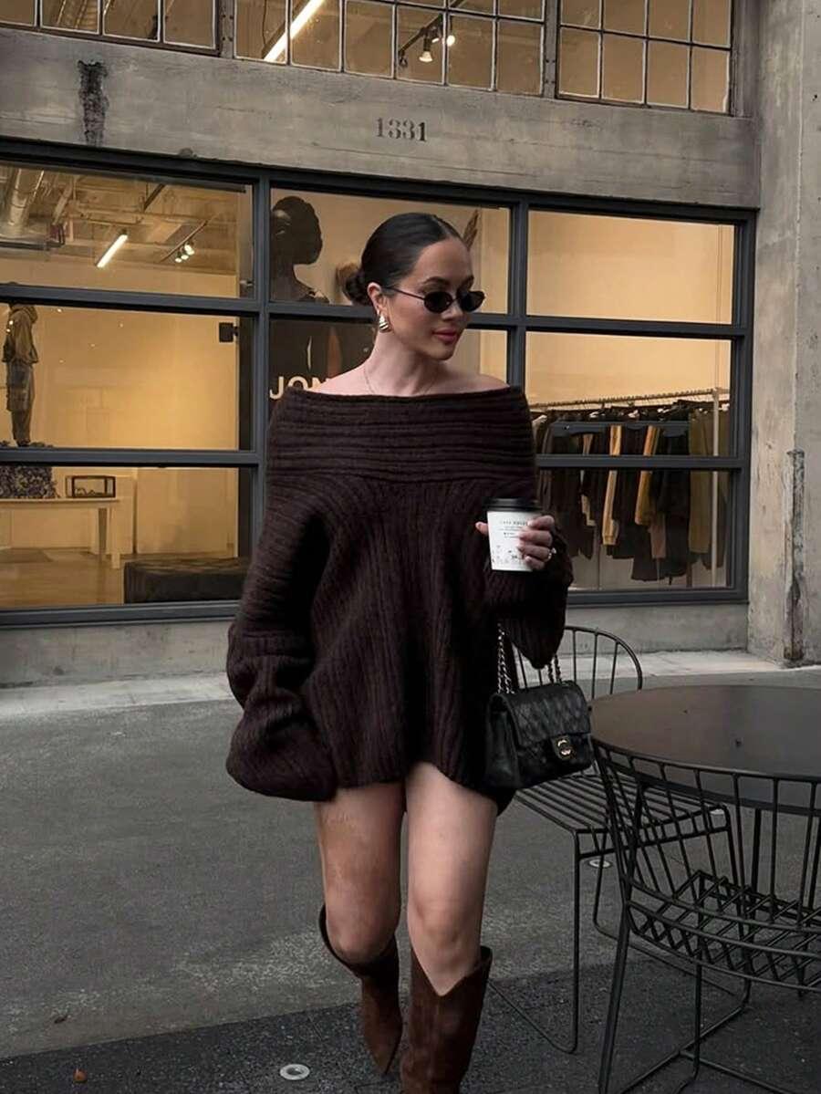 BRĄZOWY SWETER CASUAL