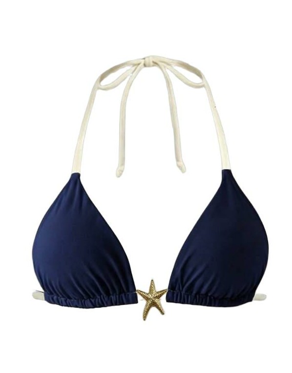 granatowa góra od bikini kontrast zdobienie
