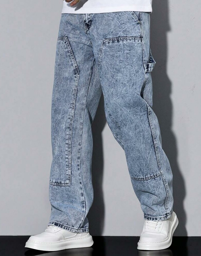 niebieskie spodnie jeans wide leg