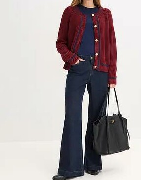 SWETER ROZPINANY W KONTRASTOWE PASKI