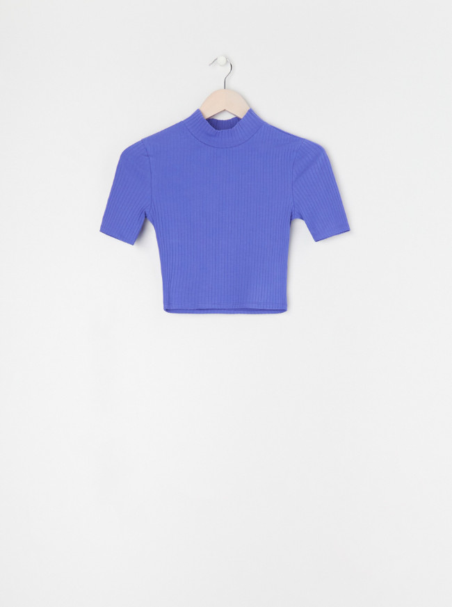 fioletowy crop top prążki