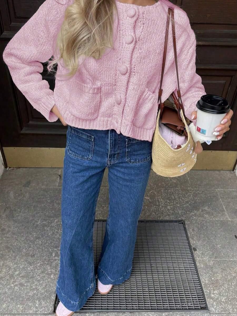 RÓŻOWY SWETER KARDIGAN GUZIKi