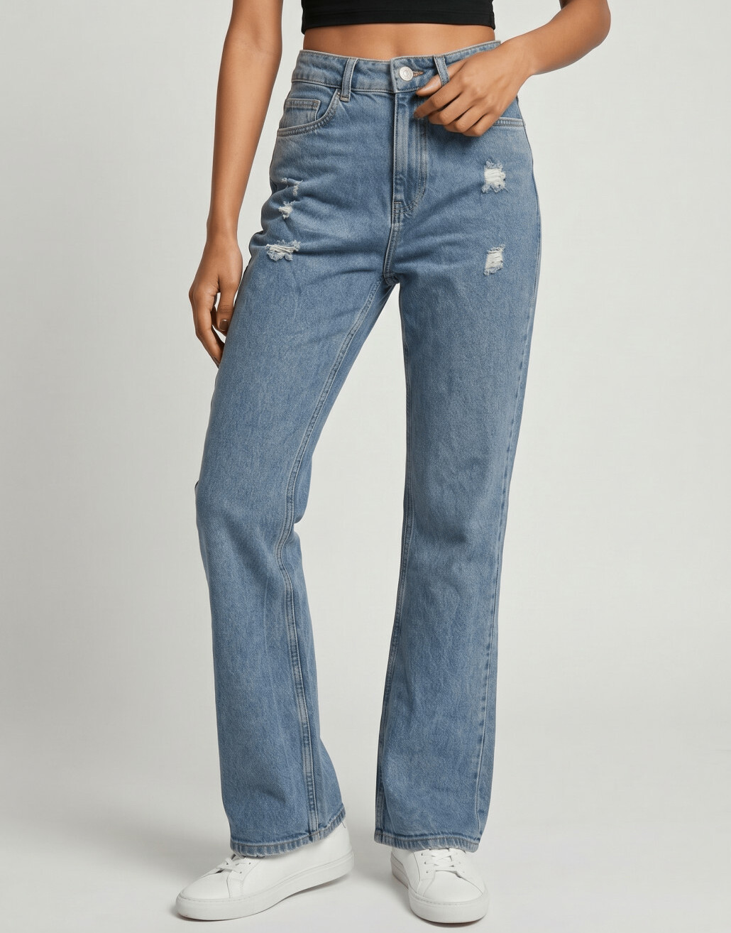 SPODNIE JEANS WYSOKI STAN ripped