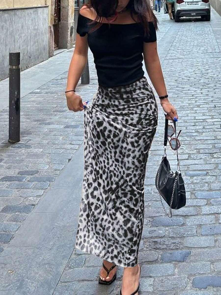 spódnica maxi animal print