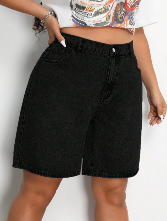 CZARNE KRÓTKIE SPODENKI JEANS