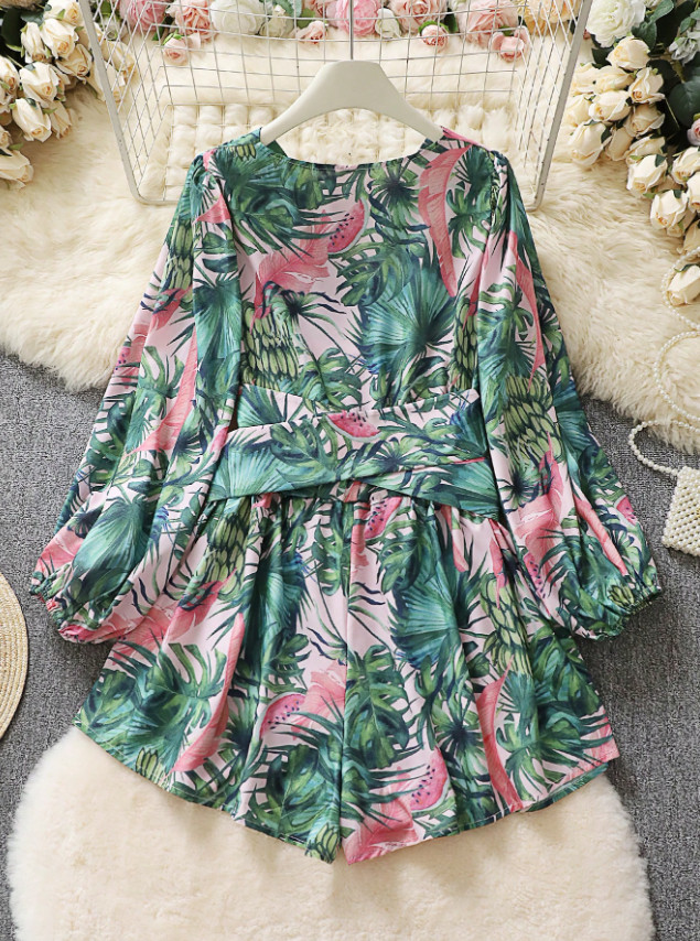 kombinezon wiązanie tropical print