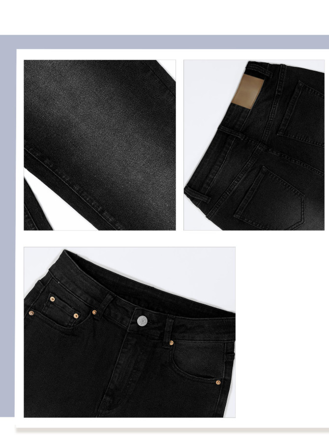 czarne proste spodnie jeans zamek kieszenie