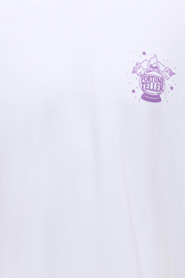 KLASYCZNY BIAŁY T-SHIRT OKRĄGŁY DEKOLT NADRUK