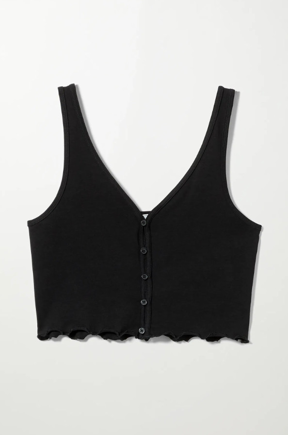 CZARNY CROP TOP GUZIKI