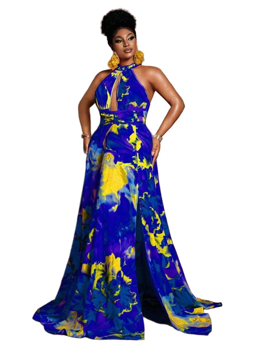 ELEGANCKA MAXI SUKIENKA Z STÓJKĄ 