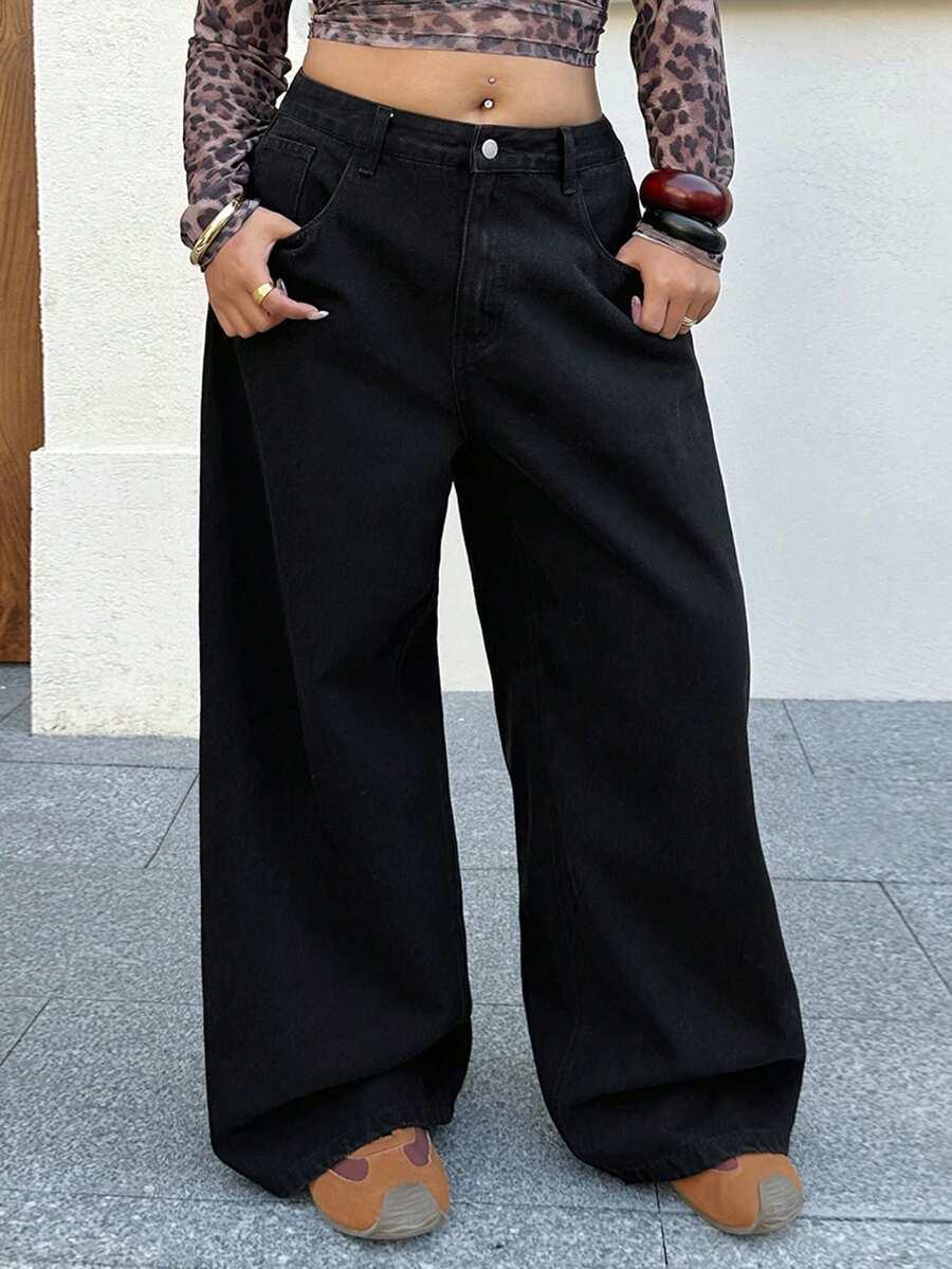CZARNE SPODNIE JEANS