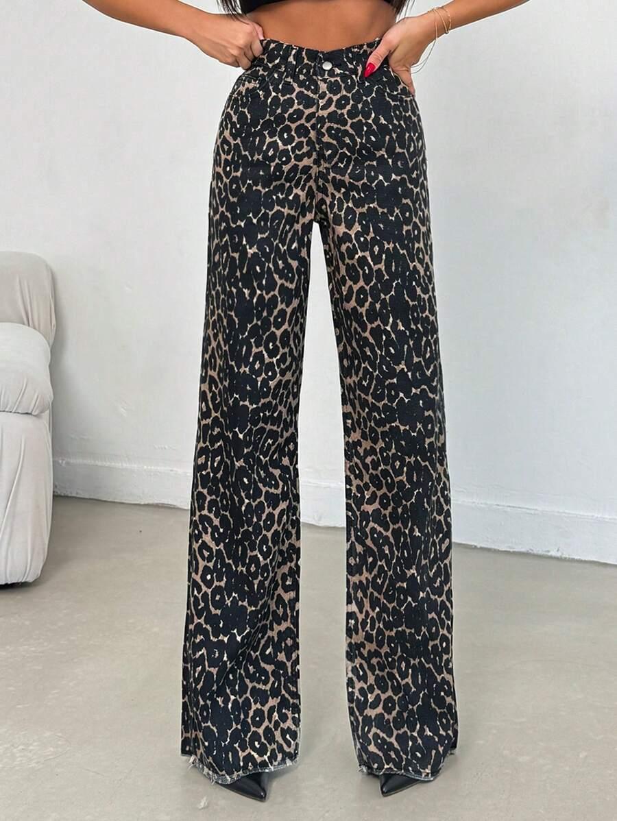 SPODNIE JEANS WYSOKI STAN ANIMAL PRINT