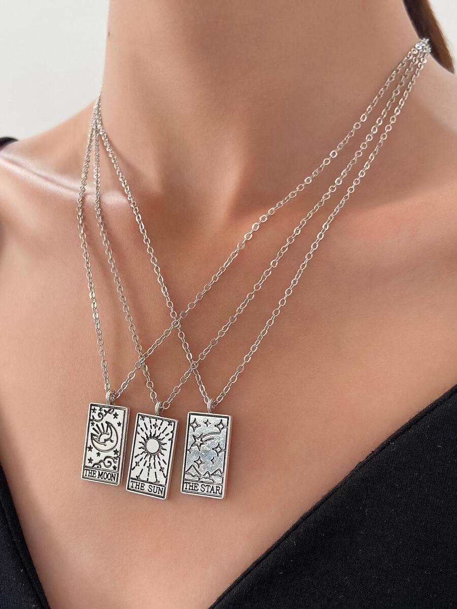 NASZYJNIK W KOLORZE SREBRNYM 3-PACK