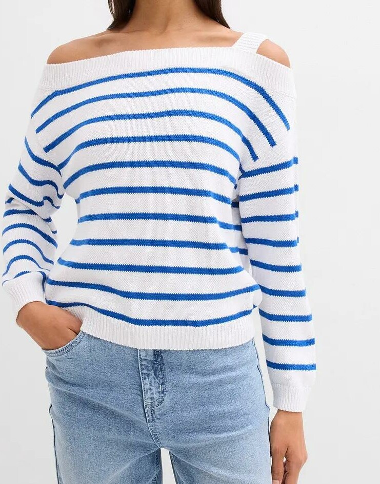 SWETER DAMSKI BAWEŁNIANY Z ODKRYTYMI RAMIONAMI