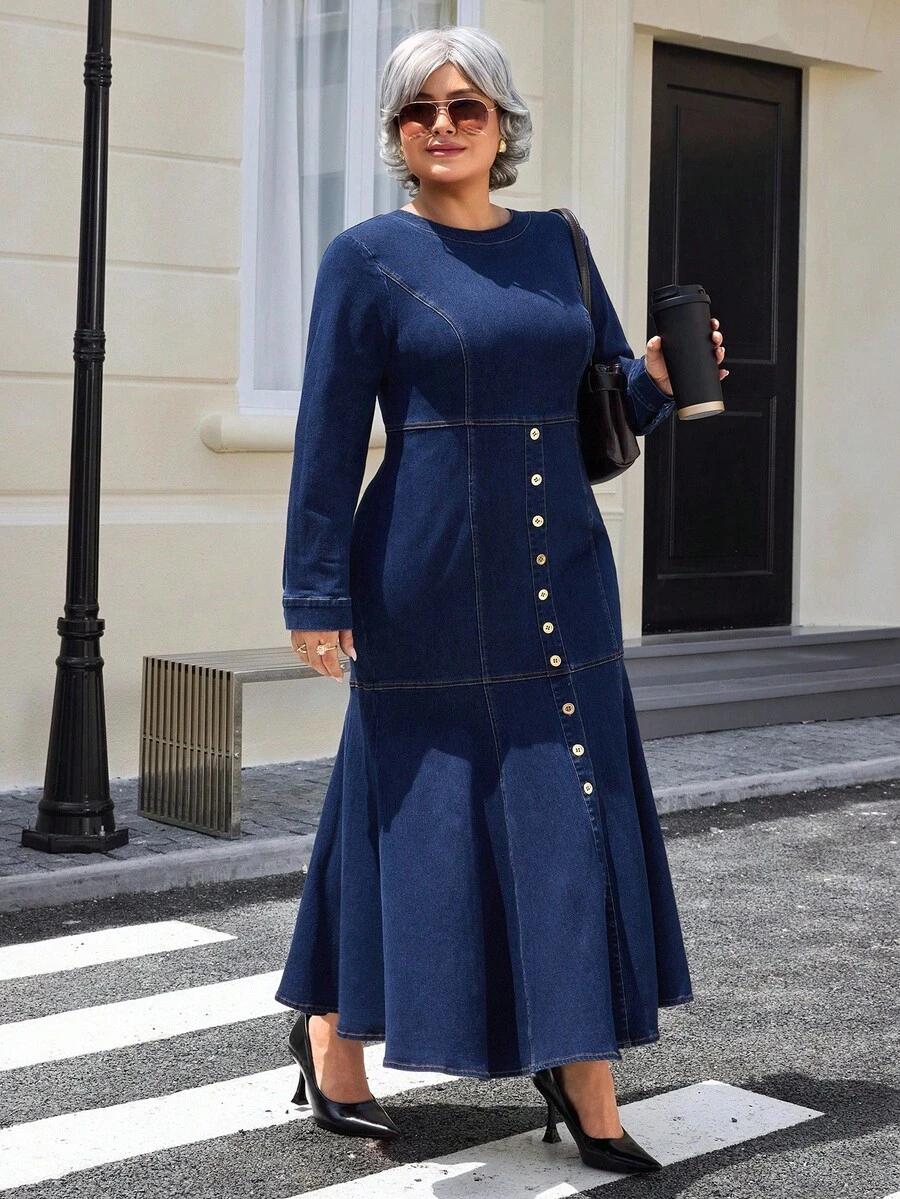 niebieska maxi sukienka jeans 