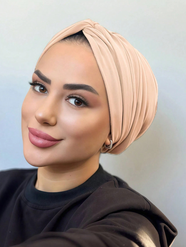 BEŻOWA CHUSTA TURBAN