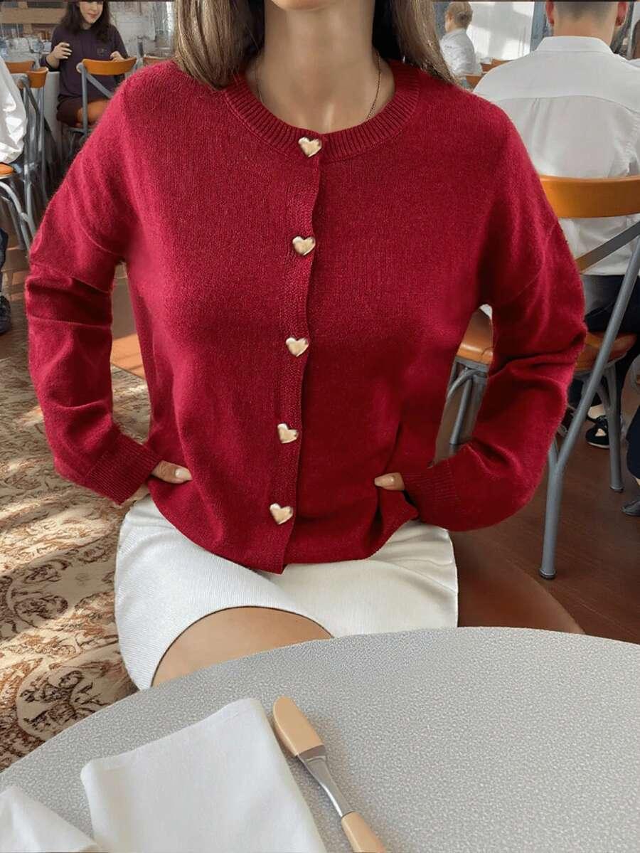 bordowy sweter guziki