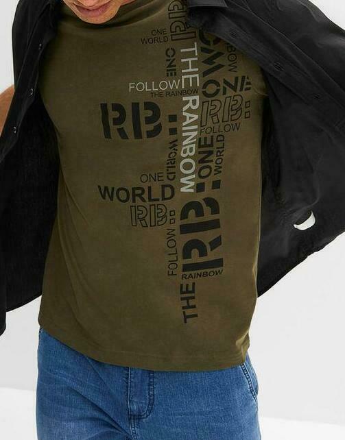 T-SHIRT MĘSKI OKRĄGŁY DEKOLT BAWEŁNA PRINT