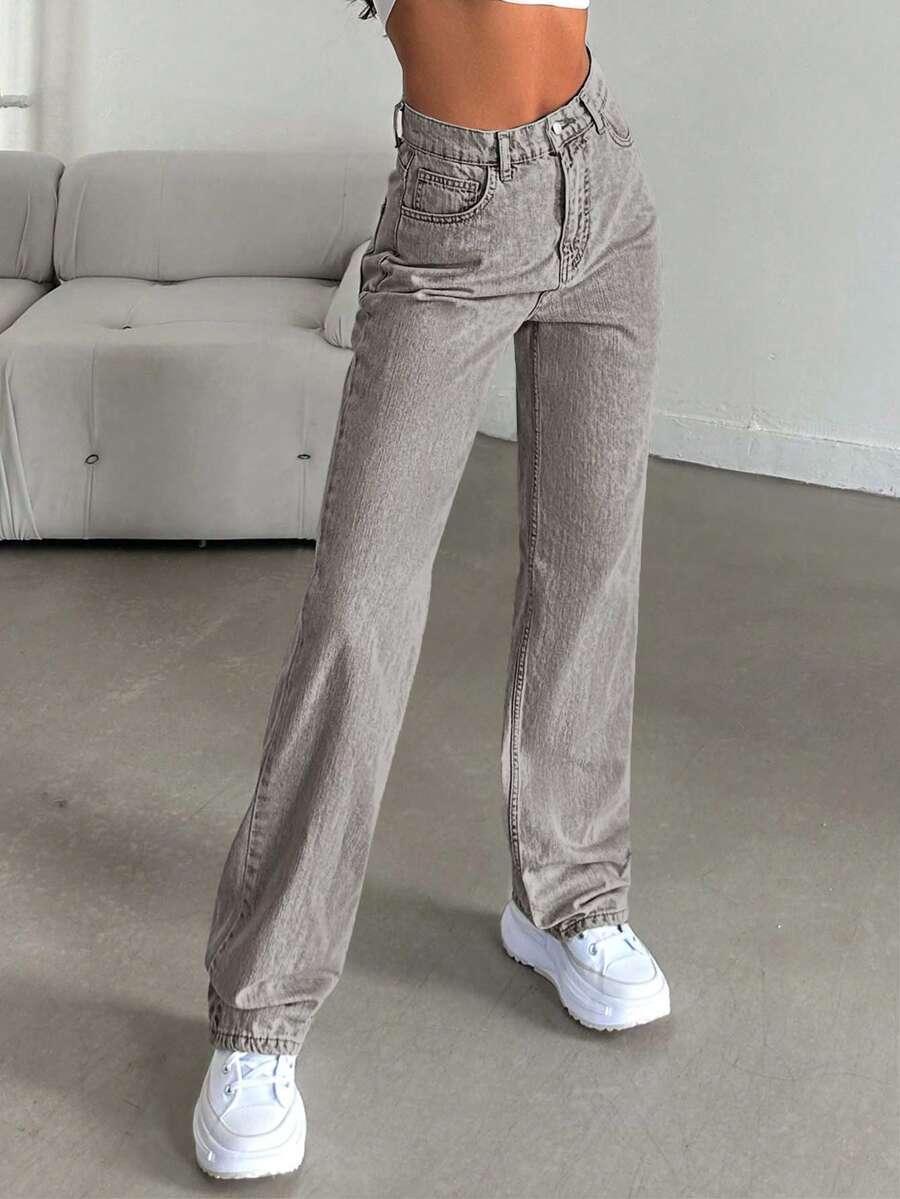 SZARE SPODNIE JEANS 