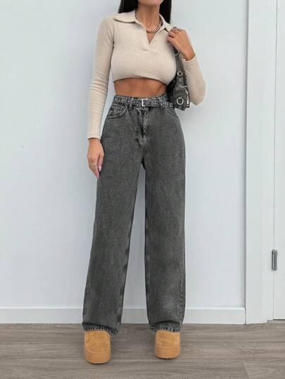 SZARE SPODNIE JEANS