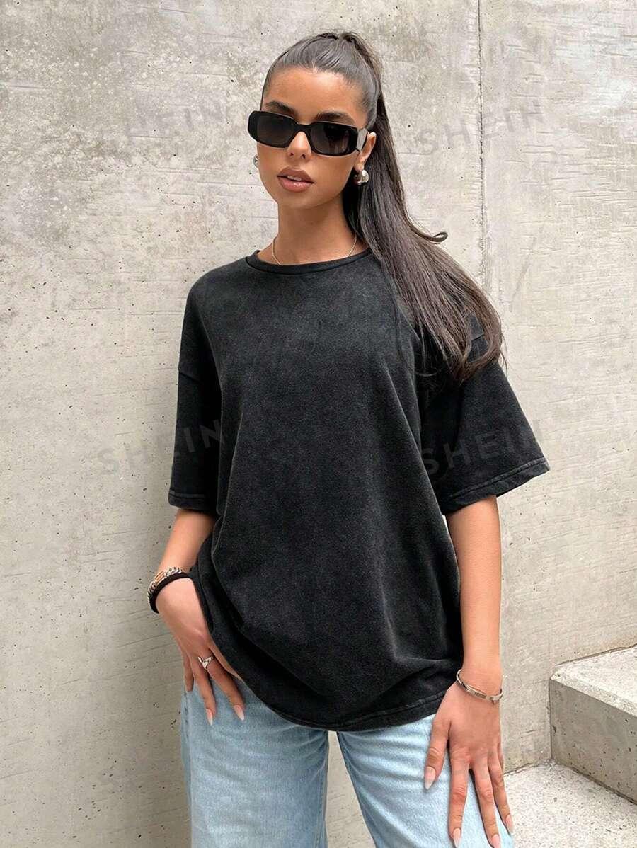 czarny t-shirt washed