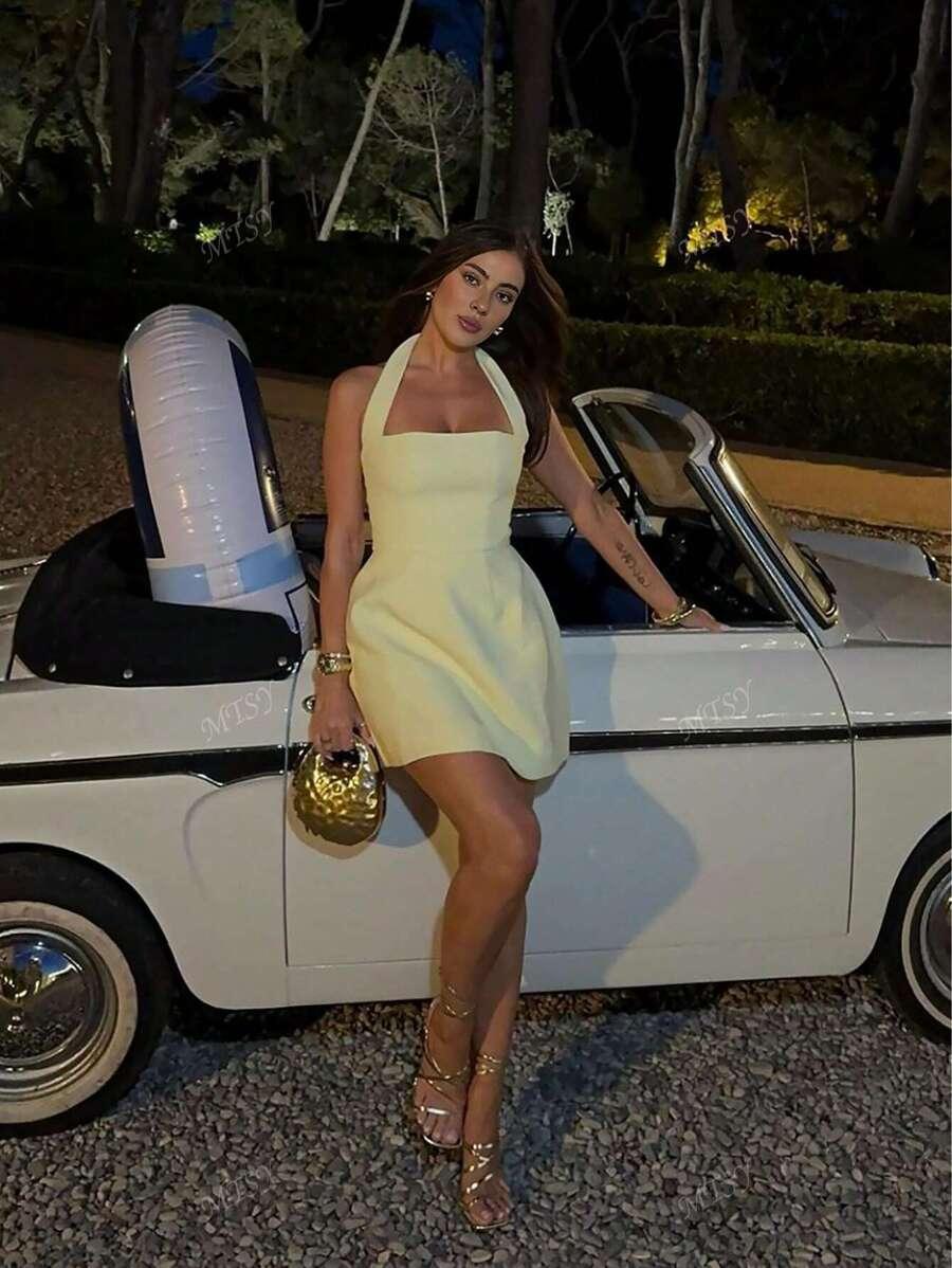 ŻÓŁTA MINI SUKIENKA
