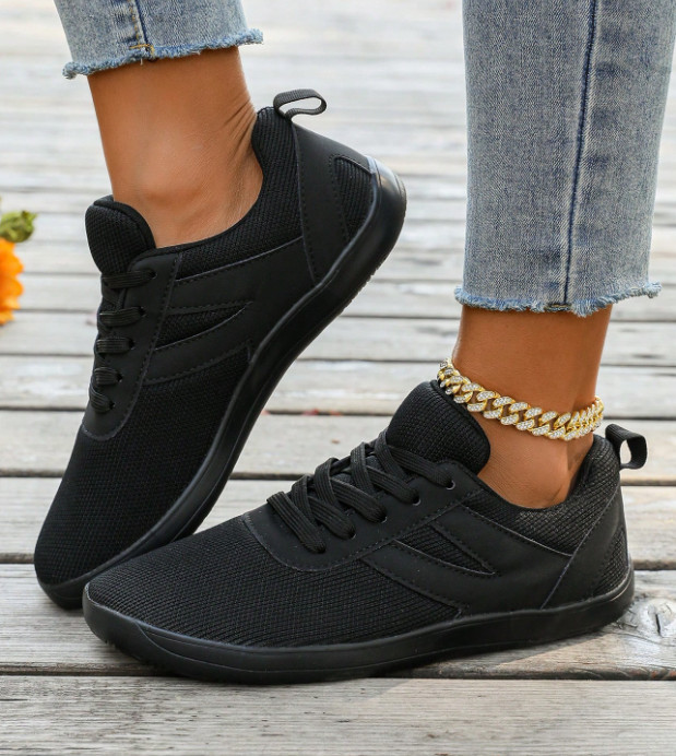czarne BUTY SPORTOWE SZNUROWANE